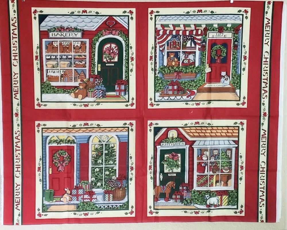 1994 Susan Winget Christmas Fabric 2 Panels 2 Yds x 46 Vintage 2202